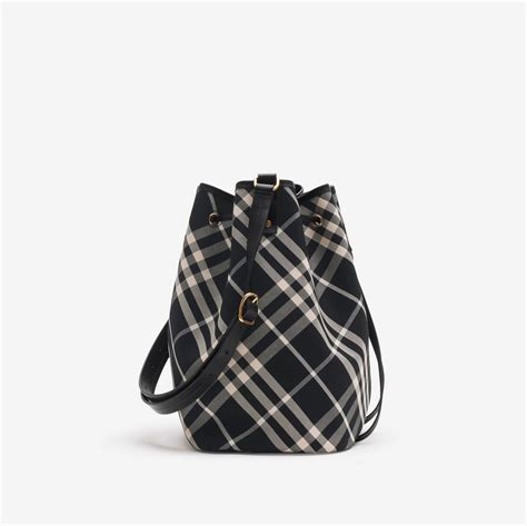 Medium Check Bucket Bag in Black/calico 